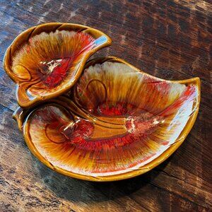 Vintage Maurice Of Calif USA Leaf-Shaped Ceramic Dish